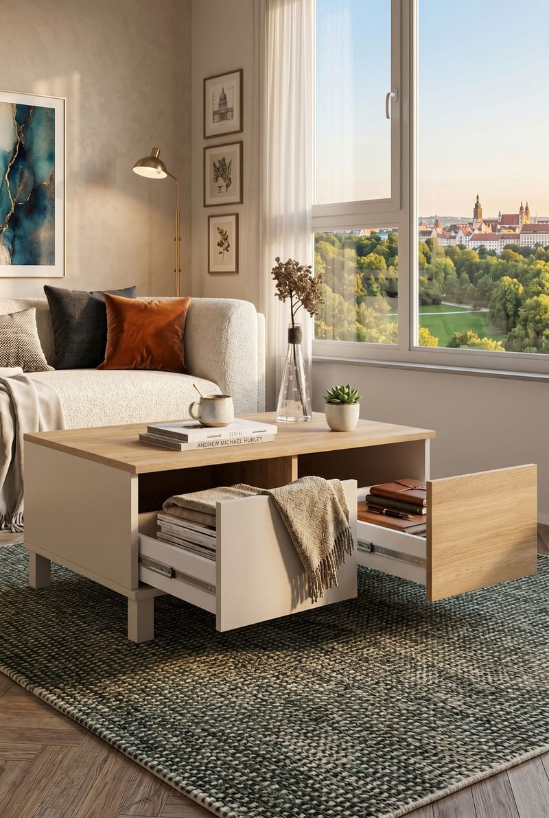 Sofabord Hanah Home Mood (90 x 40 x 60 cm) Sand Oak - Sand og eg - Møbler - Borde - Sofabord