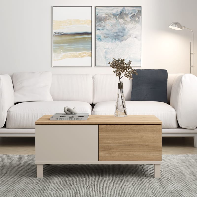 Sofabord Hanah Home Mood (90 x 40 x 60 cm) Sand Oak - Sand og eg - Møbler - Borde - Sofabord