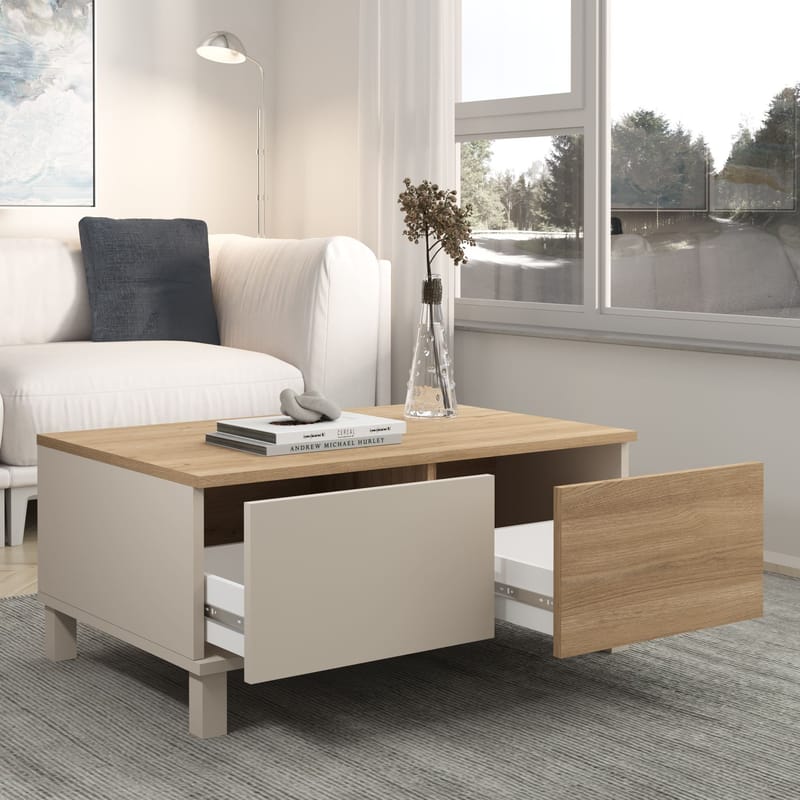 Sofabord Hanah Home Mood (90 x 40 x 60 cm) Sand Oak - Sand og eg - Møbler - Borde - Sofabord