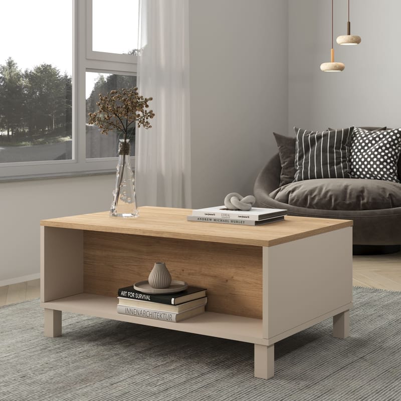 Sofabord Hanah Home Mood (90 x 40 x 60 cm) Sand Oak - Sand og eg - Møbler - Borde - Sofabord