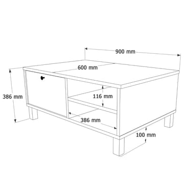 Sofabord Hanah Home Nord (90 x 38,6 x 60 cm) Hvid eg - Hvid og eg - Møbler - Borde - Sofabord