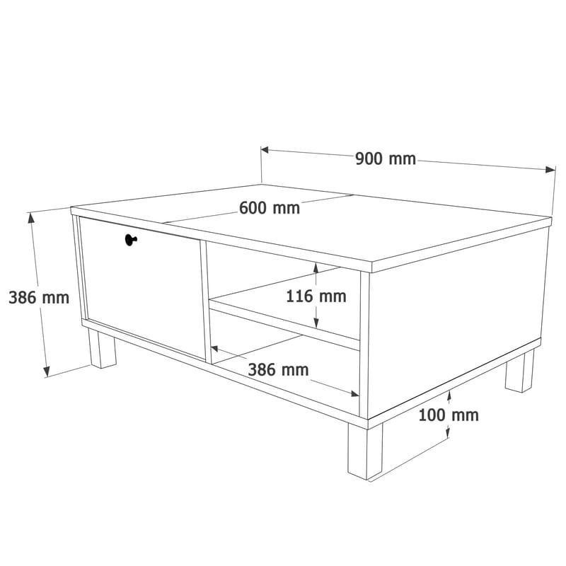 Sofabord Hanah Home Nord (90 x 38,6 x 60 cm) Hvid eg - Hvid og eg - Møbler - Borde - Sofabord