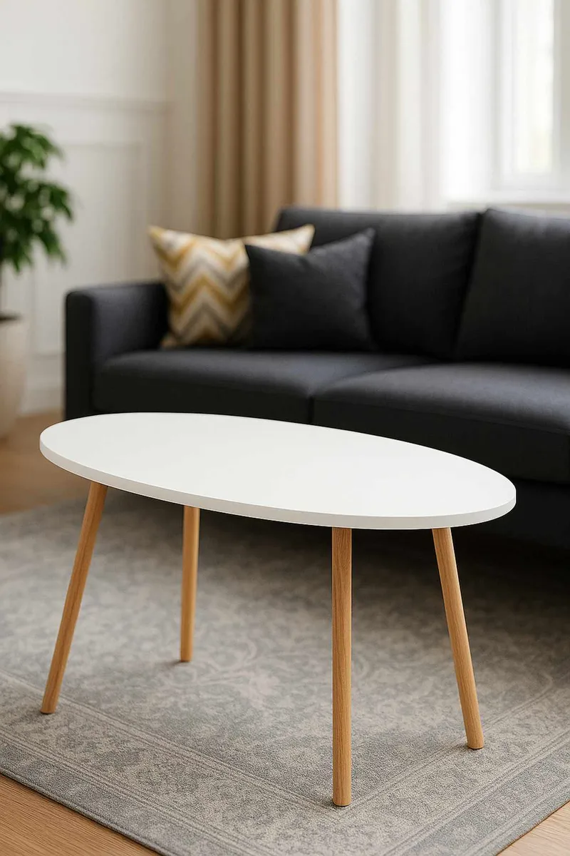 Sofabord Hanah Home Peka Low (90 x 60 x 50 cm) Hvid - Hvid - Møbler - Borde - Sofabord