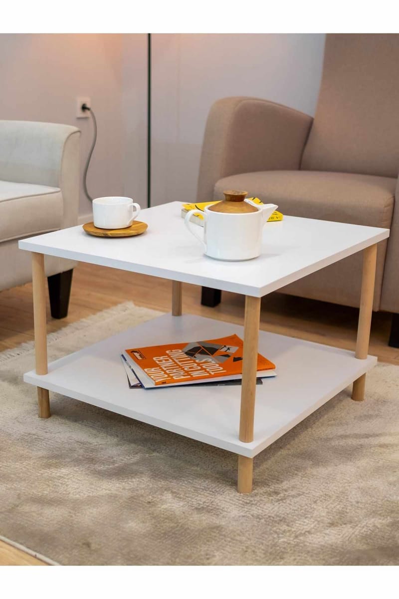 Sofabord Hanah Home Peka Mini (60 x 42,5 x 60 cm) Hvid - Hvid - Møbler - Borde - Sofabord