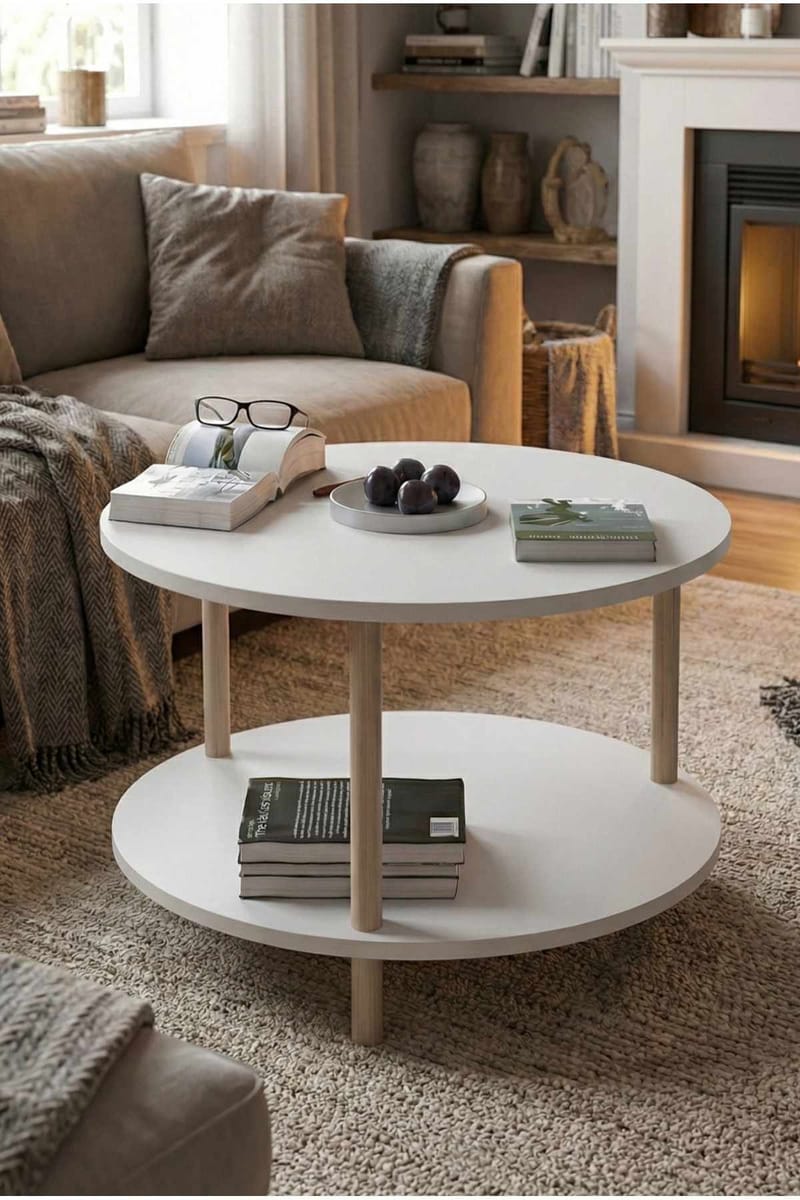 Sofabord Hanah Home Peka Square (Ø60 x H43 cm) Hvid - Hvid - Møbler - Borde - Sofabord