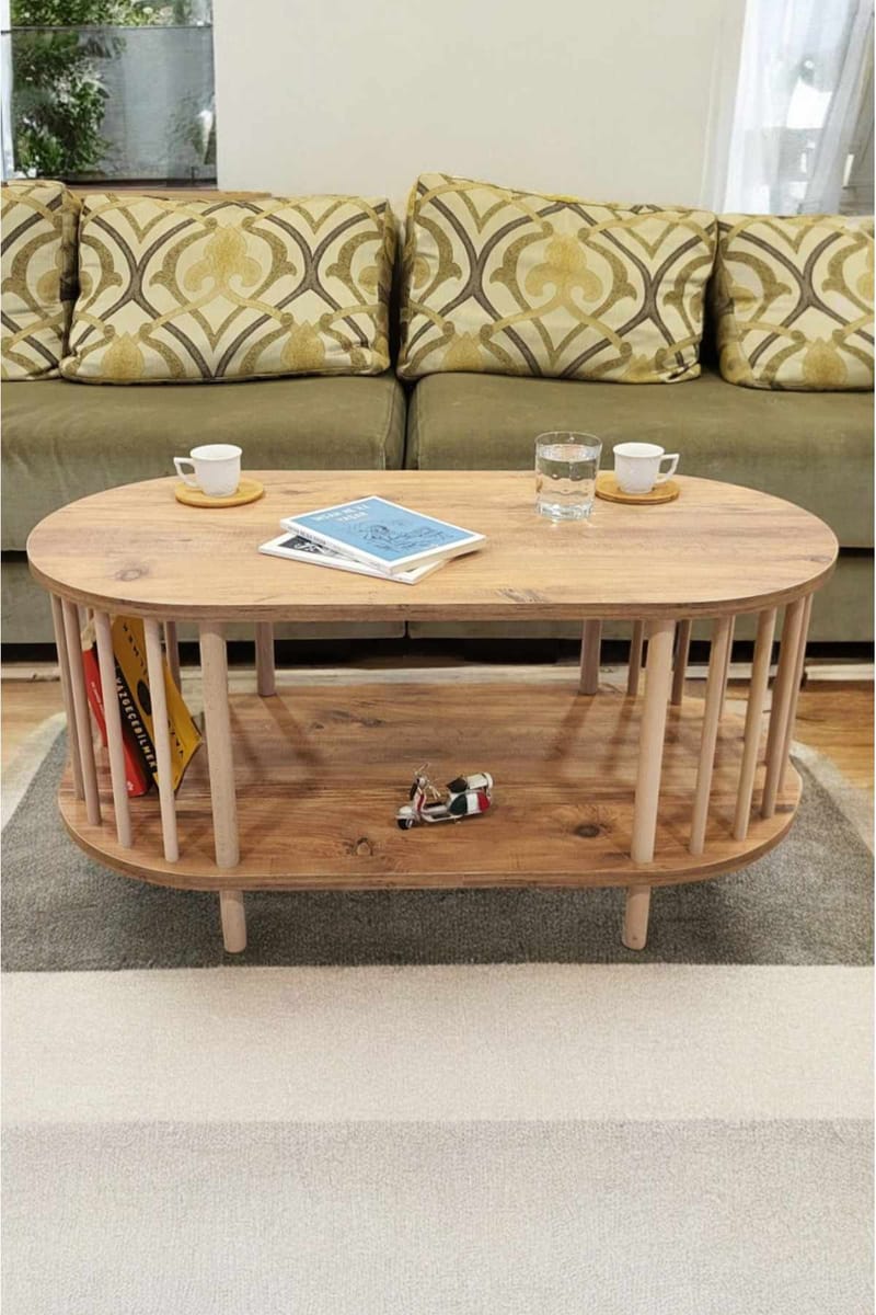 Sofabord Hanah Home Peka Round (90 x 43 x 45 cm) Fyrretræ - Fyrretræ - Møbler - Borde - Sofabord