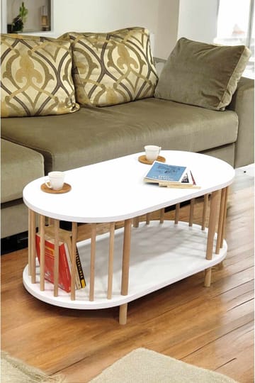 Sofabord Hanah Home Peka Round (90 x 43 x 45 cm) Hvid - Hvid - Møbler - Borde - Sofabord