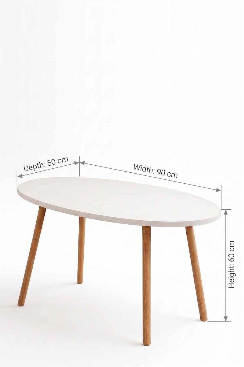 Sofabord Hanah Home Peka Low (90 x 60 x 50 cm) Hvid - Hvid - Møbler - Borde - Sofabord