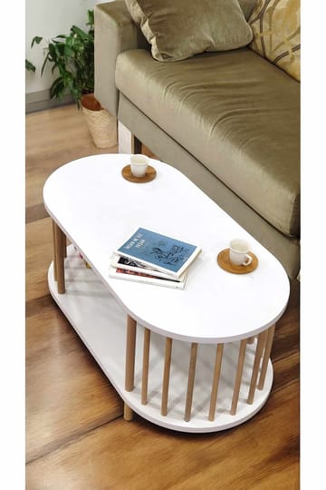Sofabord Hanah Home Peka Round (90 x 43 x 45 cm) Hvid - Hvid - Møbler - Borde - Sofabord