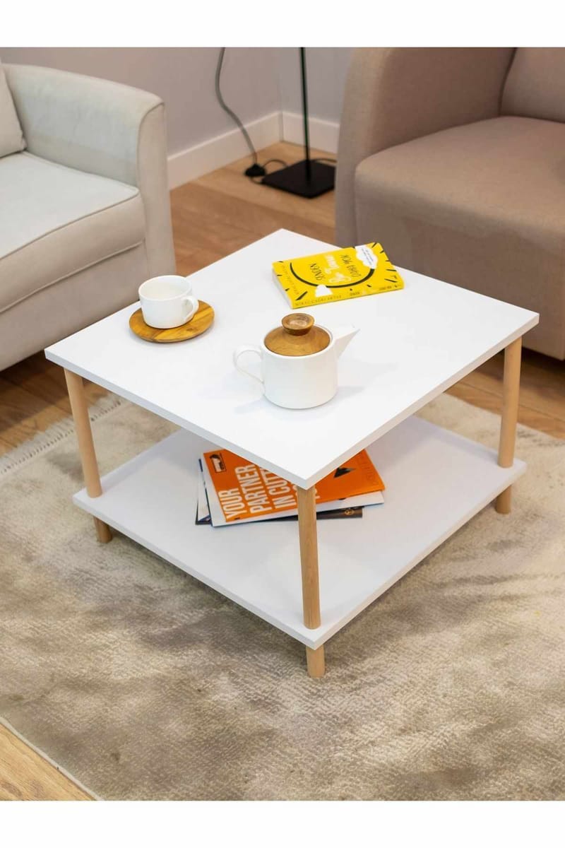 Sofabord Hanah Home Peka Mini (60 x 42,5 x 60 cm) Hvid - Hvid - Møbler - Borde - Sofabord