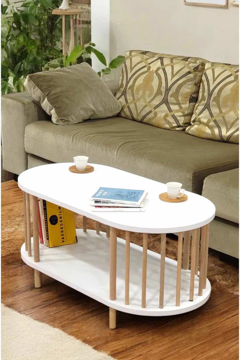 Sofabord Hanah Home Peka Round (90 x 43 x 45 cm) Hvid, Hvid