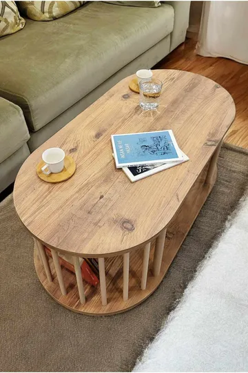 Sofabord Hanah Home Peka Round (90 x 43 x 45 cm) Fyrretræ - Fyrretræ - Møbler - Borde - Sofabord