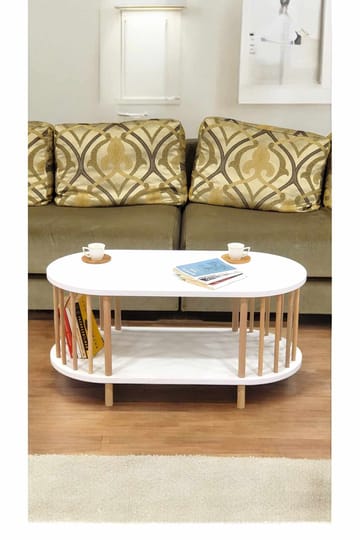 Sofabord Hanah Home Peka Round (90 x 43 x 45 cm) Hvid - Hvid - Møbler - Borde - Sofabord