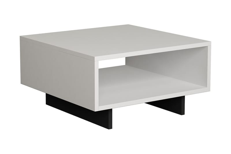 Hapeila Sofabord 60 cm med Opbevaring Hylde - Hvid/Mørkegrå - Sofabord