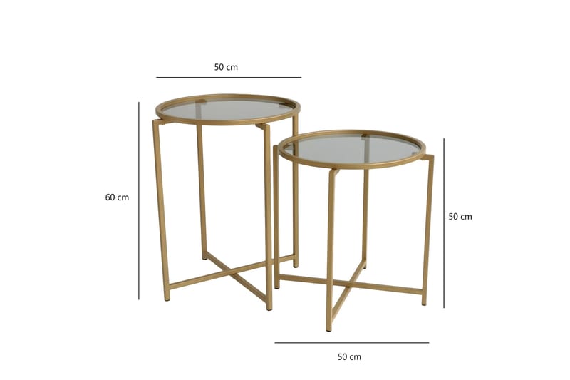 Hardinwre Indskudsbord 50 cm Runt 2 stk - Røget / Guld - Sofabord - Indskudsborde