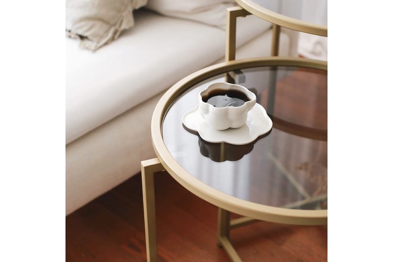 Hardinwre Indskudsbord 50 cm Runt 2 stk - Røget / Guld - Møbler - Borde - Sofabord