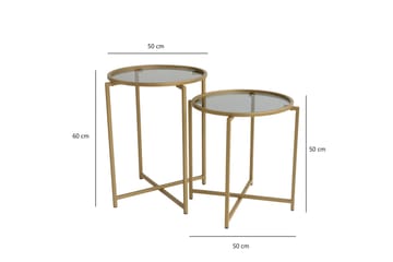Hardinwre Indskudsbord 50 cm Runt 2 stk - Røget / Guld - Møbler - Borde - Sofabord