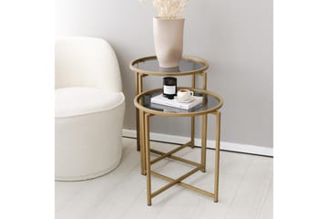 Hardinwre Indskudsbord 50 cm Runt 2 stk - Røget / Guld - Møbler - Borde - Sofabord