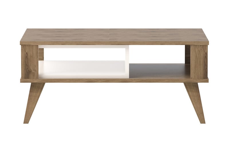 Hejde Sofabord 90 cm med Opbevaring Hylde - Brun/Hvid - Sofabord