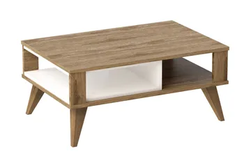 Hejde Sofabord 90 cm med Opbevaring Hylde - Brun/Hvid - Møbler - Borde - Sofabord