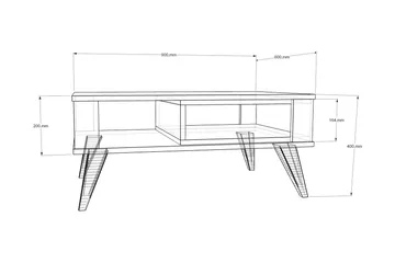 Hejde Sofabord 90 cm med Opbevaring Hylde - Brun/Hvid - Møbler - Borde - Sofabord