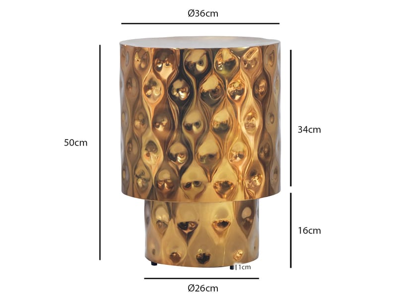 Helvik rundt sidebord 36 cm i aluminium - guld - Møbler - Borde - Sofabord - Kistebord