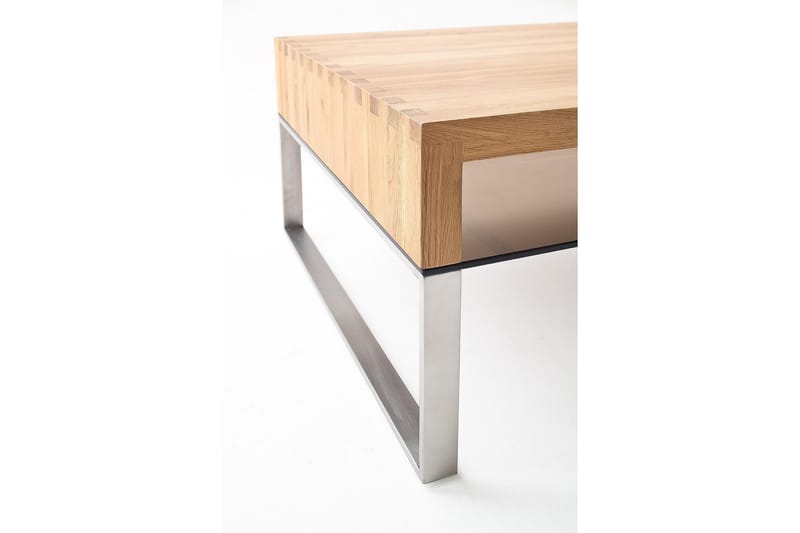 Hilaryn Sofabord 110 cm med Opbevaring Hylde - Glas/Natur/Metal - Møbler - Borde - Sofabord