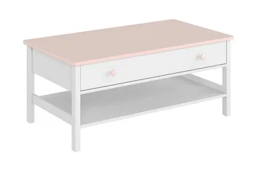 Hilts Sofabord 110 cm med Opbevaring Skuffer + Hylde - Hvid/Lyserød - Møbler - Borde - Sofabord