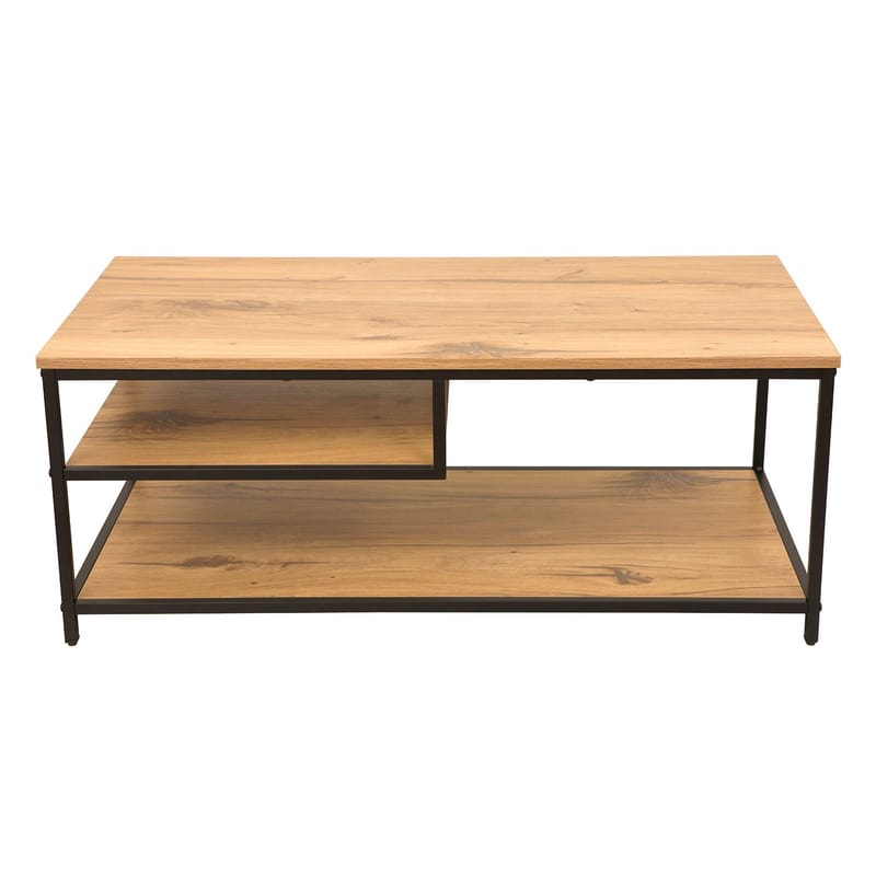 Sofabord HOME4YOU Dimitra 100x50x40 cm rustik/sort - Lyst rustikt træ/sort - Møbler - Borde - Sofabord