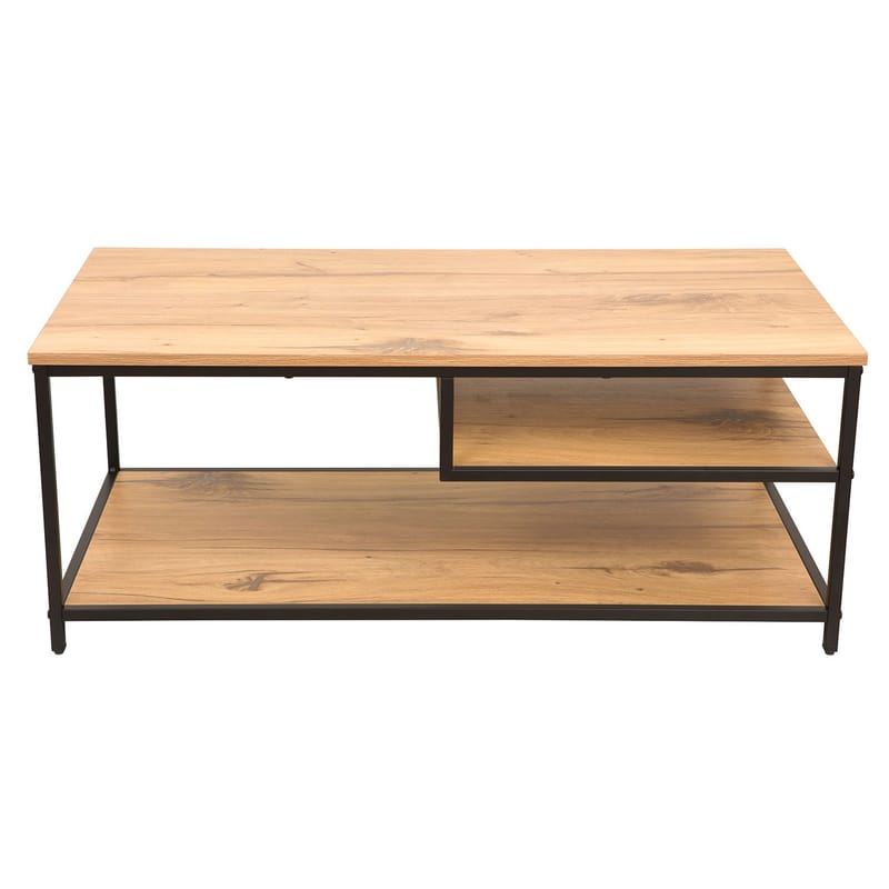 Sofabord HOME4YOU Dimitra 100x50x40 cm rustik/sort - Lyst rustikt træ/sort - Møbler - Borde - Sofabord