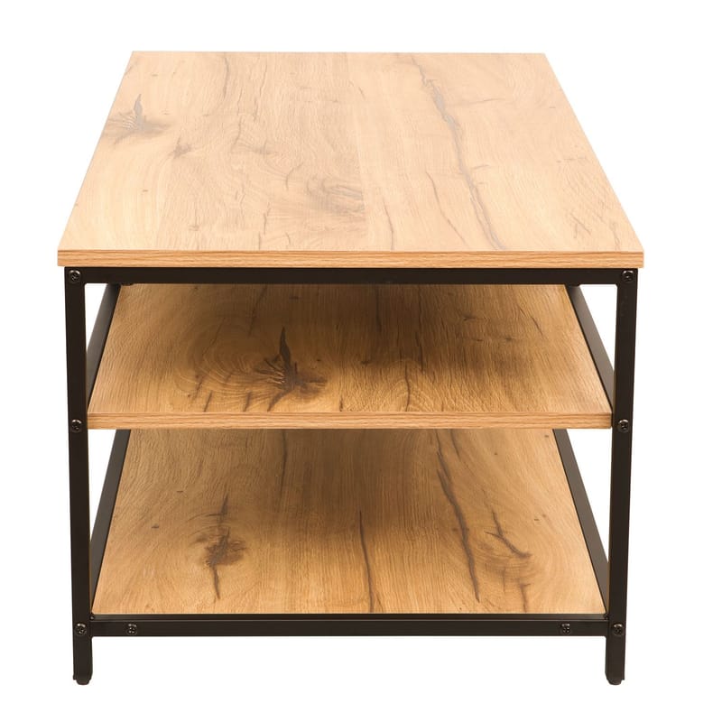 Sofabord HOME4YOU Dimitra 100x50x40 cm rustik/sort - Lyst rustikt træ/sort - Møbler - Borde - Sofabord