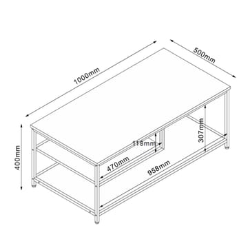 Sofabord HOME4YOU Dimitra 100x50x40 cm rustik/sort - Lyst rustikt træ/sort - Møbler - Borde - Sofabord