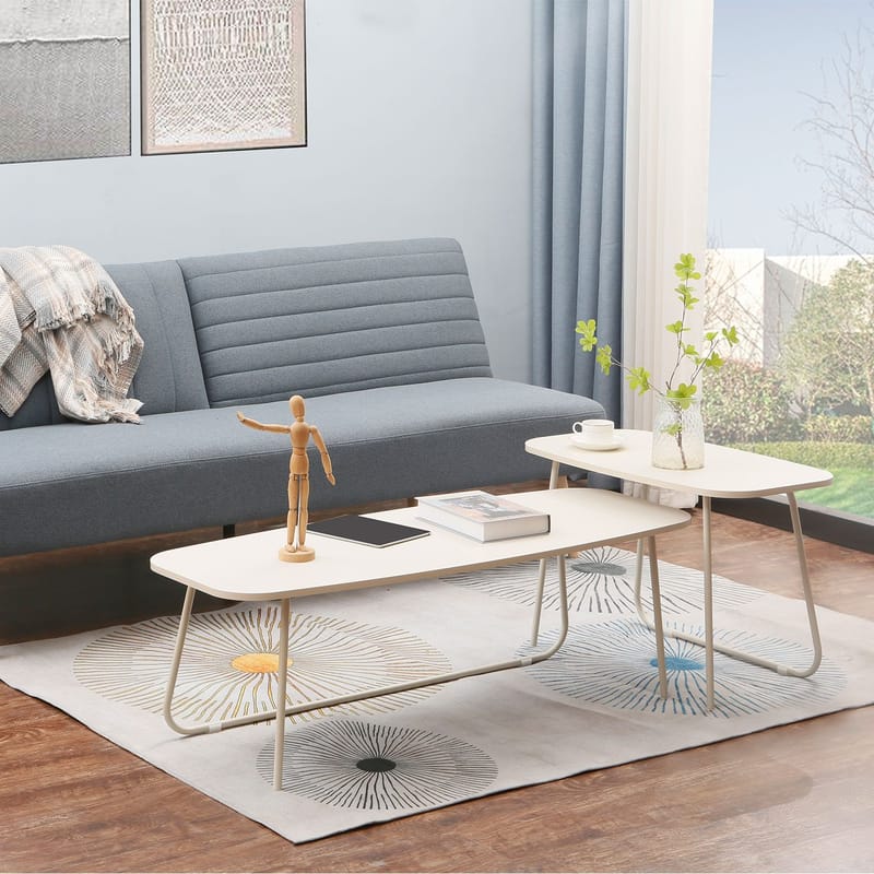 Sofabord HOME4YOU Duo 2 stk. 120x48x40 cm 75x40xh48 cm Lyst træ/beige - lyst træ/beige - Møbler - Borde - Sofabord