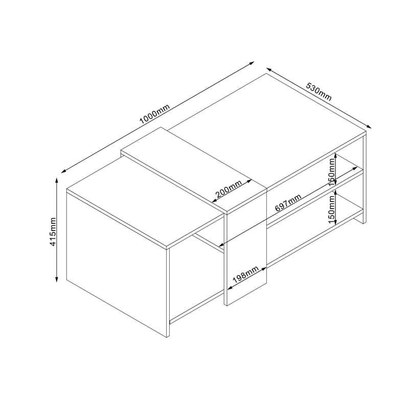 Sofabord HOME4YOU Hannes 100x53x41,5 cm rustik/hvid melamin - Lyst rustikt træ / hvid - Møbler - Borde - Sofabord