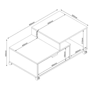 Sofabord HOME4YOU Hannes 90x50x40 cm Rustik / Sort melamin - Lyst rustikt træ / sort - Møbler - Borde - Sofabord