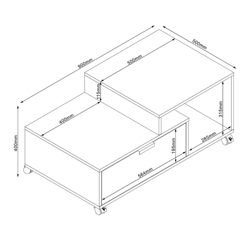 Sofabord HOME4YOU Hannes 90x50x40 cm Rustik / Sort melamin - Lyst rustikt træ / sort - Møbler - Borde - Sofabord