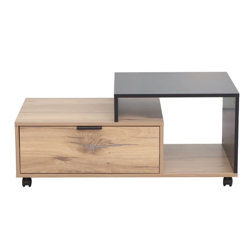 Sofabord HOME4YOU Hannes 90x50x40 cm Rustik / Sort melamin - Lyst rustikt træ / sort - Møbler - Borde - Sofabord