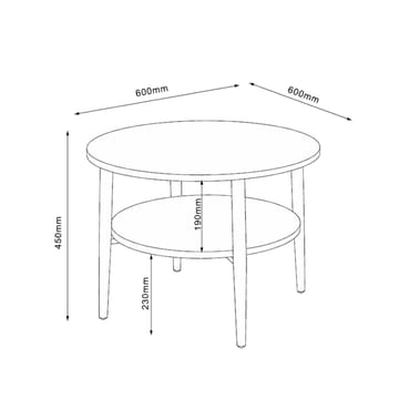 Sofabord HOME4YOU Hector Ask/Sort 60x60x45 cm - ask/sort - Møbler - Borde - Sofabord