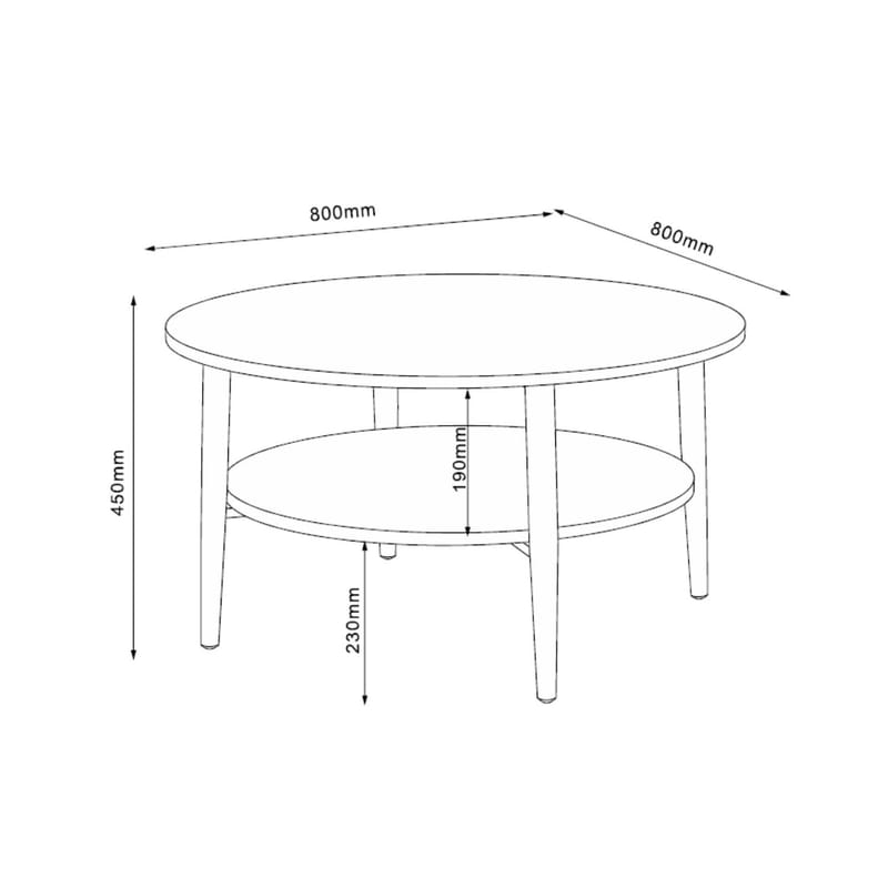 Sofabord HOME4YOU Hector Ask/Sort 80x80x45 cm - ask/sort - Møbler - Borde - Sofabord