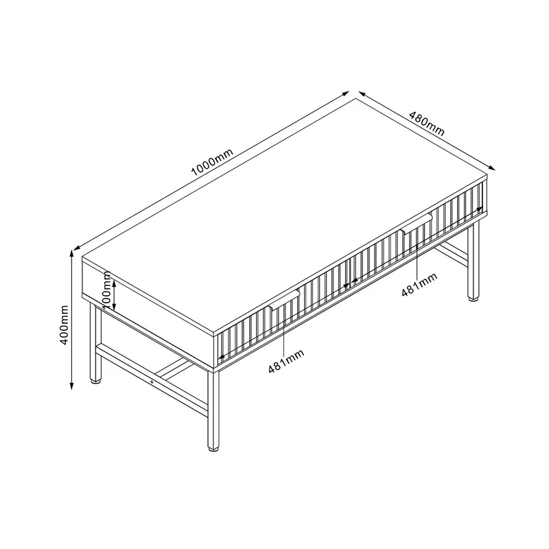 Sofabord HOME4YOU Helve 100x48x40 cm melamin - sort / lyst træ - Møbler - Borde - Sofabord