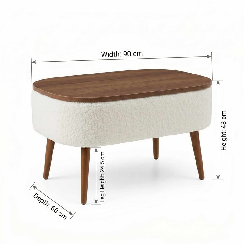 Sofabord Homitis Noya (90 x 43 x 60 cm) Hvid valnød - Møbler - Borde - Sofabord