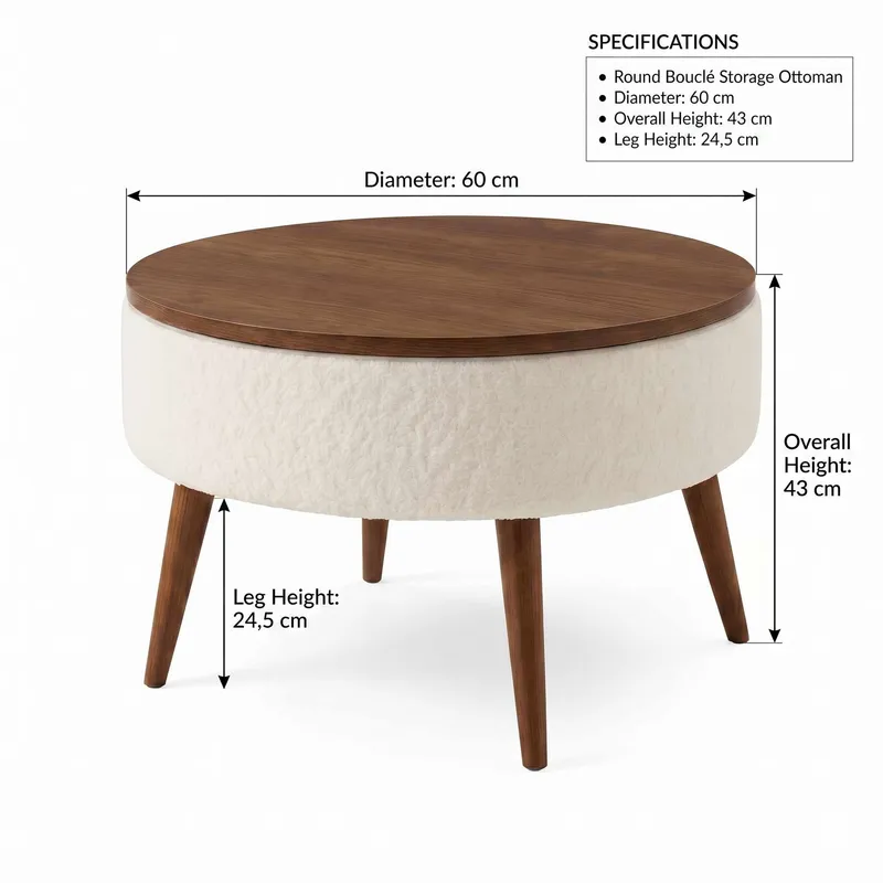 Sofabord Homitis Noya Round (Ø60 x H43 cm) hvid valnød - Møbler - Borde - Sofabord