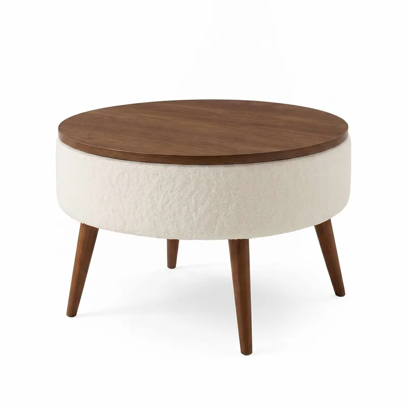 Sofabord Homitis Noya Round (Ø60 x H43 cm) hvid valnød, undefined