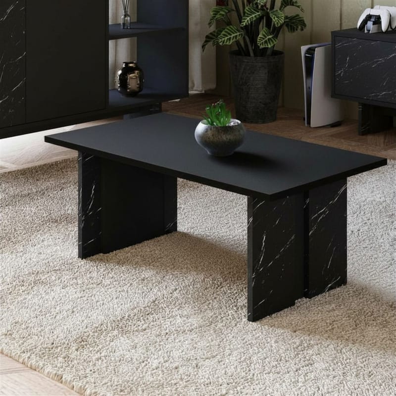 Sofabord Homitis Ravello (90 x 40 x 50 cm) Sort marmor - Møbler - Borde - Sofabord