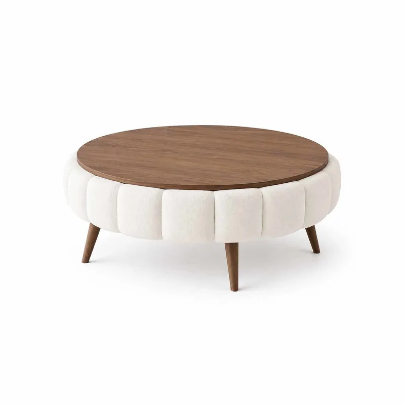 Sofabord Homitis Roundy (Ø100 x H44 cm) hvid valnød, undefined