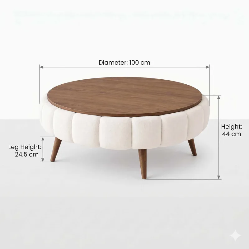 Sofabord Homitis Roundy (Ø100 x H44 cm) hvid valnød - Møbler - Borde - Sofabord
