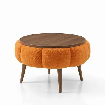 Sofabord Homitis Papatya 60 (Ø60 x H44 cm) Orange valnød