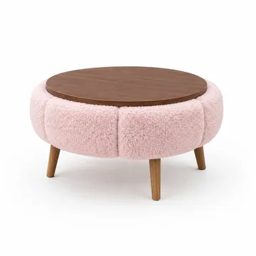 Sofabord Homitis Papatya 60 (Ø60 x H44 cm) Pink valnød