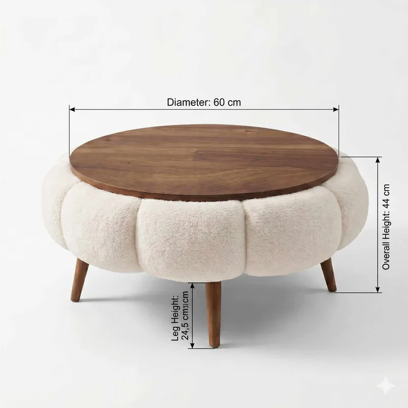 Sofabord Homitis Papatya 60 (Ø60 x H44 cm) Hvid valnød - Møbler - Borde - Sofabord