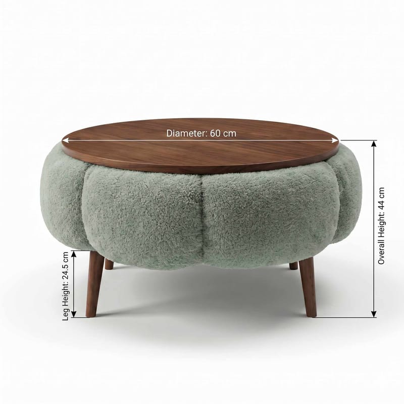 Sofabord Homitis Papatya 60 (Ø60 x H44 cm) Grøn valnød - Møbler - Borde - Sofabord